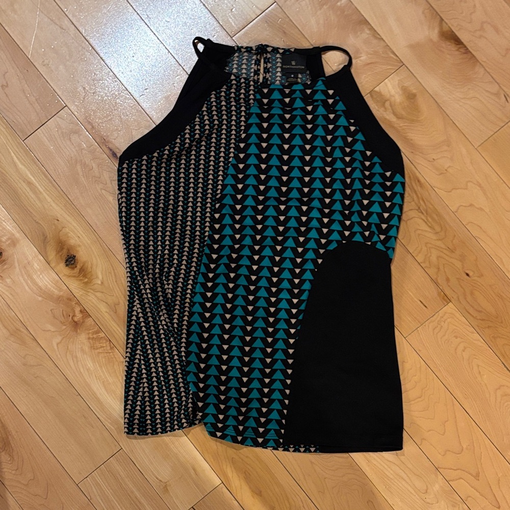 Navy and Teal Patterned Halter Top